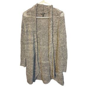 Eileen Fisher Gray Open Knit Cardigan Sweater PM‎ Petite Alpaca/Wool/Nylon Blend